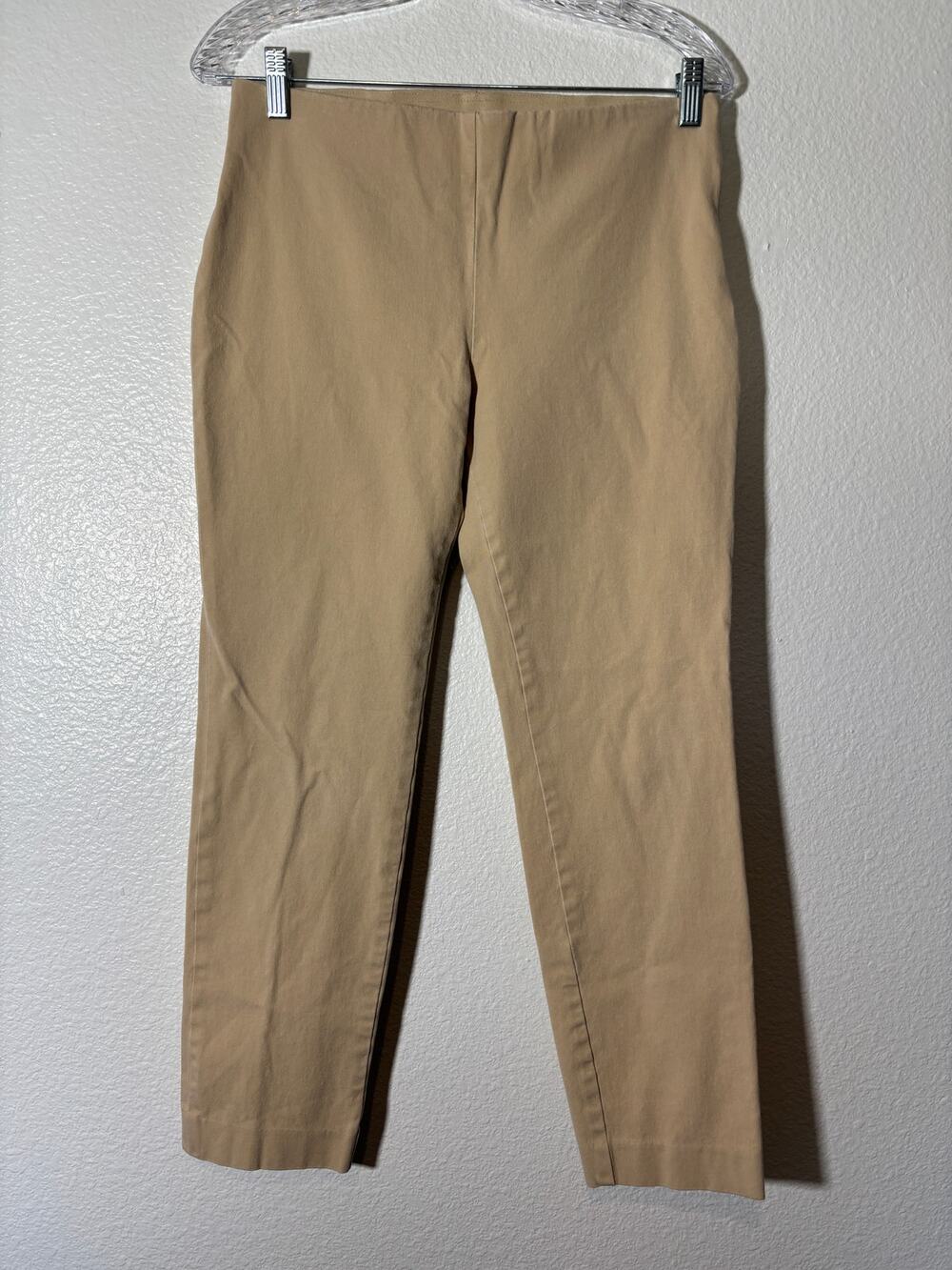 Lauren Ralph Lauren Size 6 Cropped Beige Side-Zip Flat Front Stretch Pants